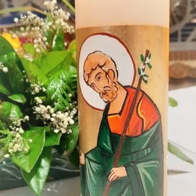 Cirio pintado a mano Pan de Oro