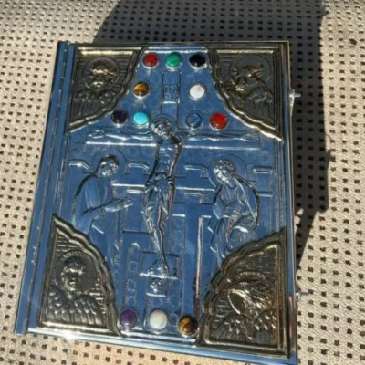 Biblia Evangelistas baño plata