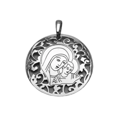 Medalla Virgen Del Camino En Plata De Ley Y Diamante. 35mm