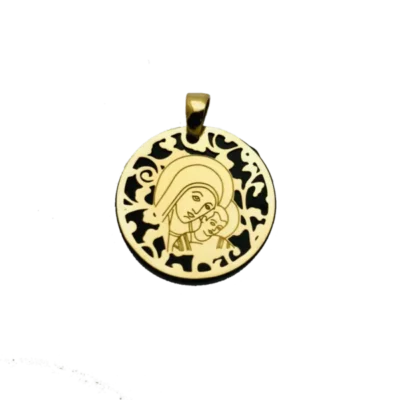 Medalla Virgen Del Camino Plata De Ley Y Ónix. 35mm