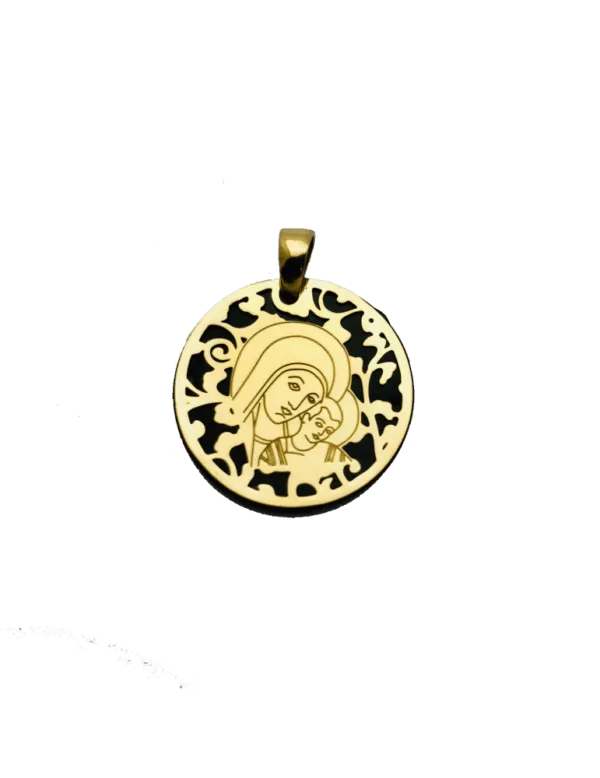 Medalla Virgen Del Camino Plata De Ley Y Ónix. 35mm