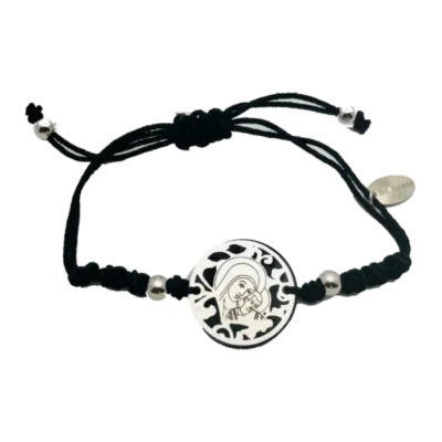 Pulsera Virgen Camino Plata De Ley Y Ónix. 20mm